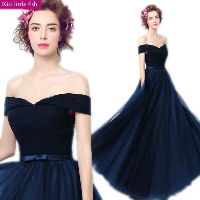 3310 Free shipping Navy blue Long prom dresses Vestido de formatura longo | Свадьбы и торжества