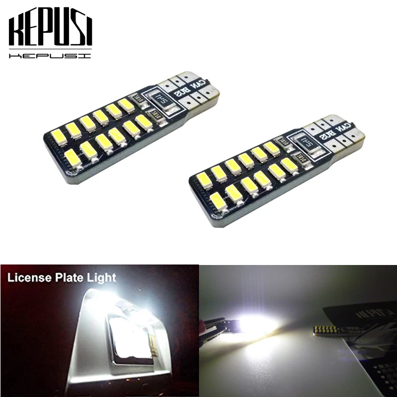 

2PCS W5W LED T10 Bulb 24SMD CANBUS DRL T10 LED 194 168 501 3014 Side Wedge Light Signal Lamp 12V car styling Vehicle white