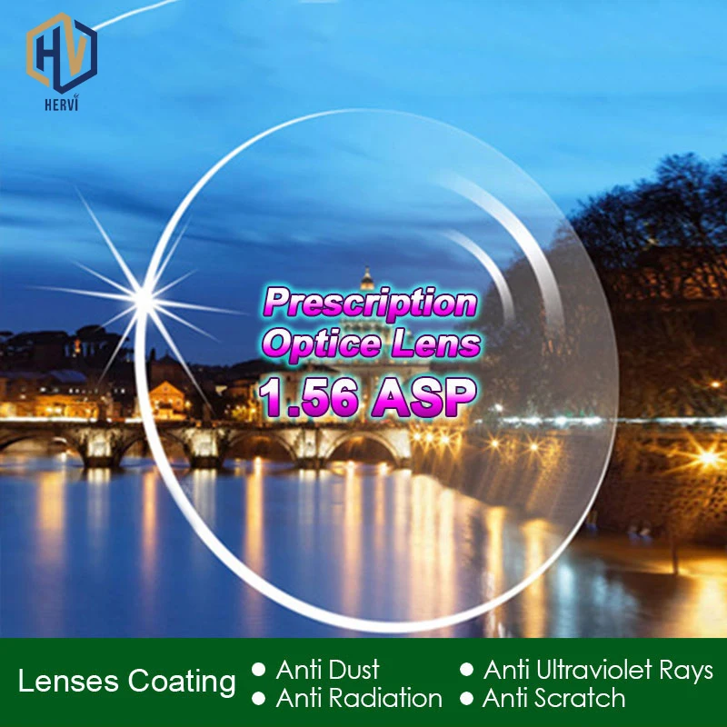 

High Quality Radiation Protection Index 1.56 Clear Optical Single Vision Lens HMC, EMI Aspheric Anti-UV Prescription Lenses,2Pcs