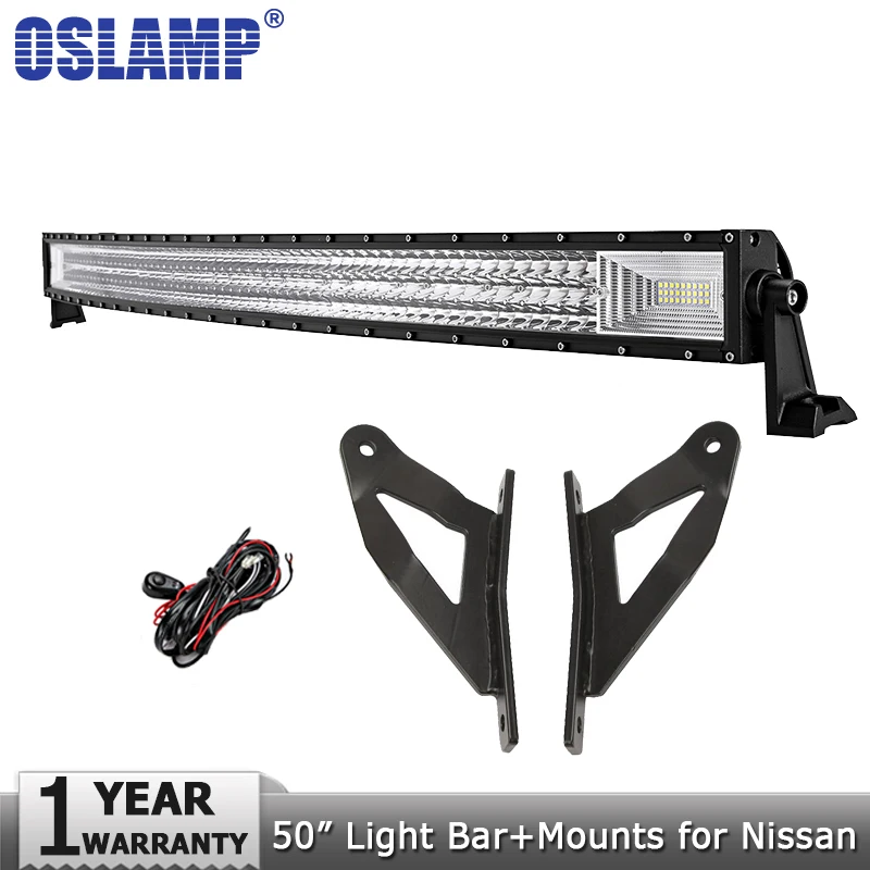 

Oslamp 3-Row 50inch 702W Curved LED Light Bar Combo Beam Offroad Led Work Lamp Led Bar Lights 12v 24v for Nissan Titan 2004-2014