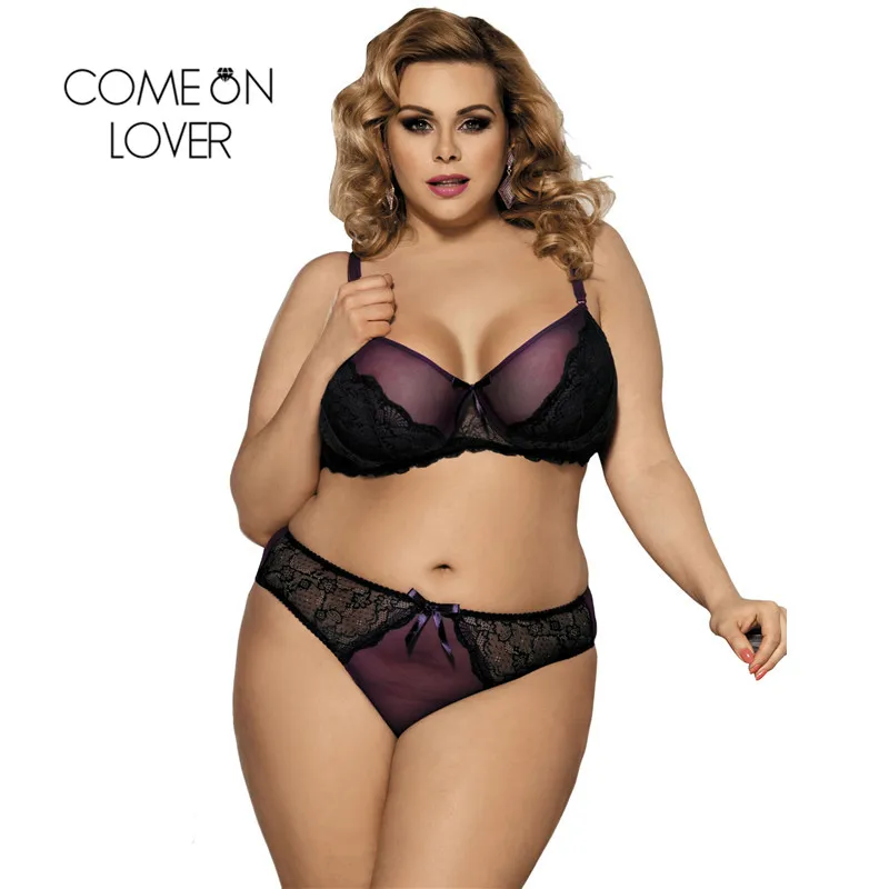 Comeonlover Ensemble Sous Vetement Femme, женское белье фиолетового цвета, женское нижнее белье, эротический комплект размера плюс, комплекты сексуального белья RI80273