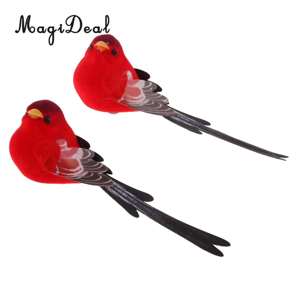 MagiDeal 2pcs Artificial Realistic Decor Fake Bird Simulation Home Ornament Bird
