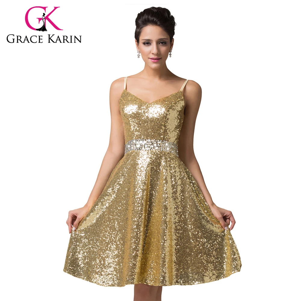 Gold Sequin Cocktail Dress