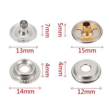

Pack Snap Fasteners Screw Kit Socket Screws For Tent Canvas Silver 15mm Replacement Accessories Replaces Marine