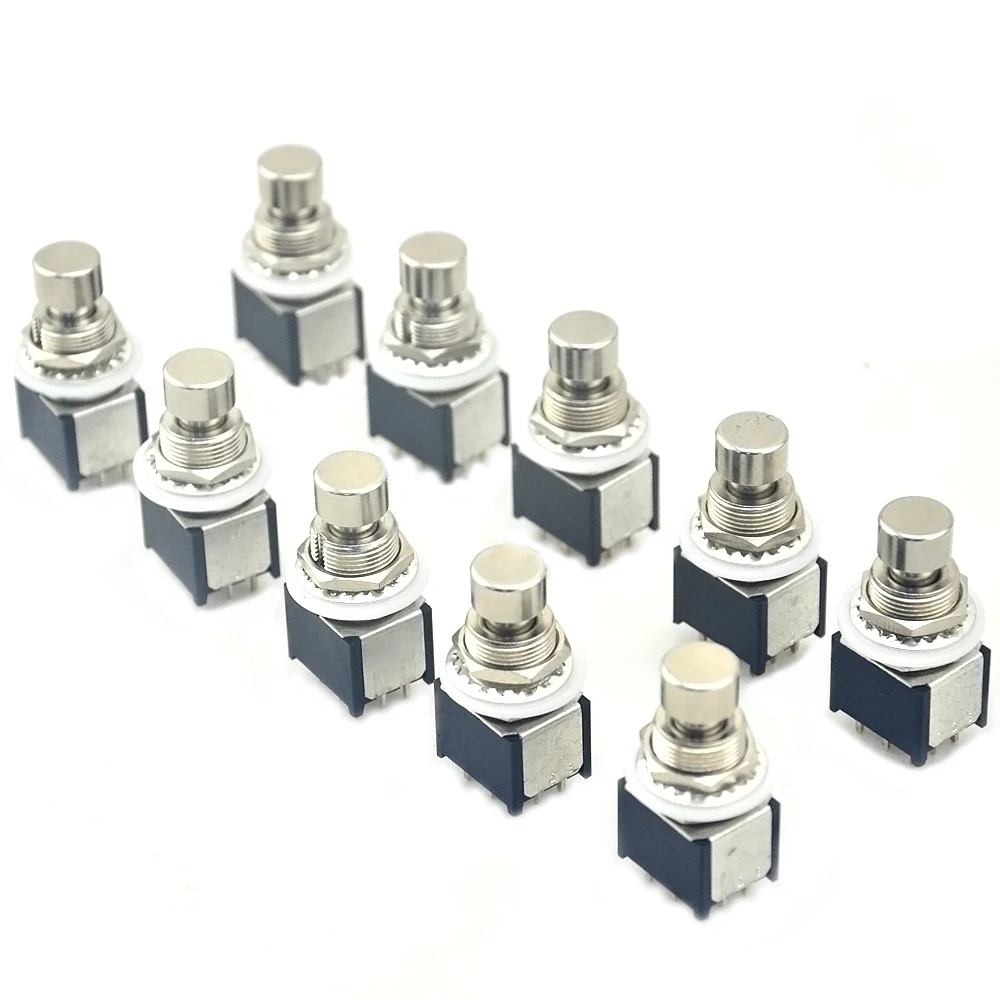 10 X Mini 3PDT 9PIN Latching ON-ONPCB Mounted Foot Switch For Guitar Pedal Kit | Спорт и развлечения