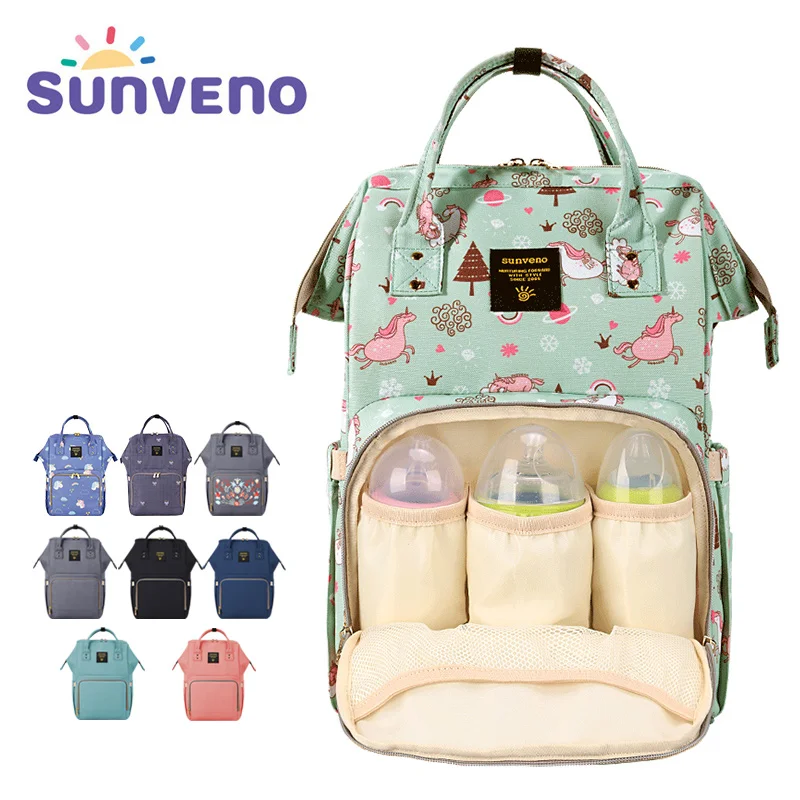 SUNVENO Mommy Diaper Bag Large Capacity Baby Nappy Bag Designer Nursing Bag Fashion Travel Backpack Baby Care Bag for Mother Kid