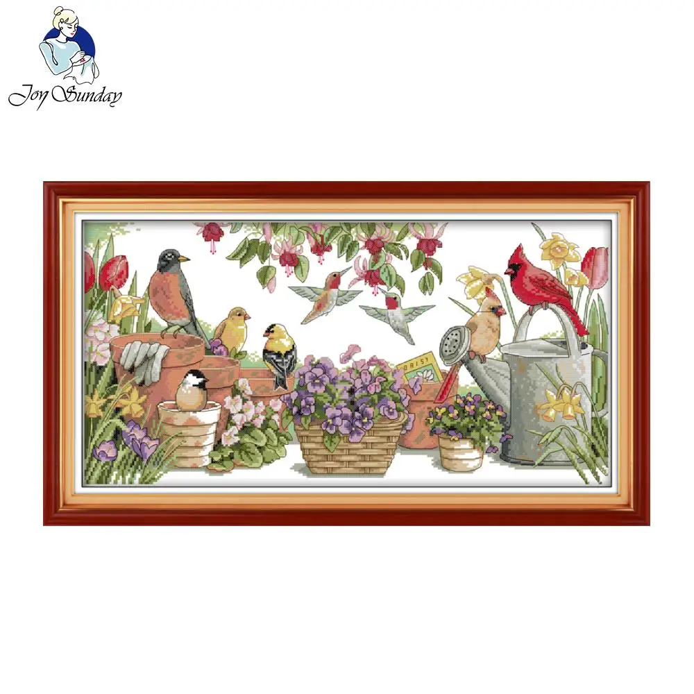 Joy Sunday Birds gather in garden Counted Cross Stitch 11 14CT Set Wholesale Cross-stitch Kit Embroidery Needlework | Дом и сад