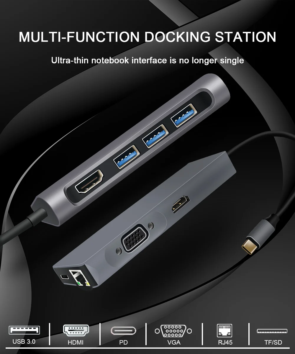 Thunderbolt3 USB концентратор типа c 3,1 к HDMI 4 к USB 3,0 RJ45 VGA адаптер с зарядка PD для MacBook Pro samsung Galaxy S9 usb c концентратор