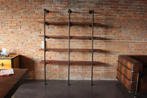 الأنابيب الصناعية خزانة رفوف تخزين متعددة وظيفة 4-الطبقة الرف الدائمة كتاب التخزين رف رف للديكور المنزل