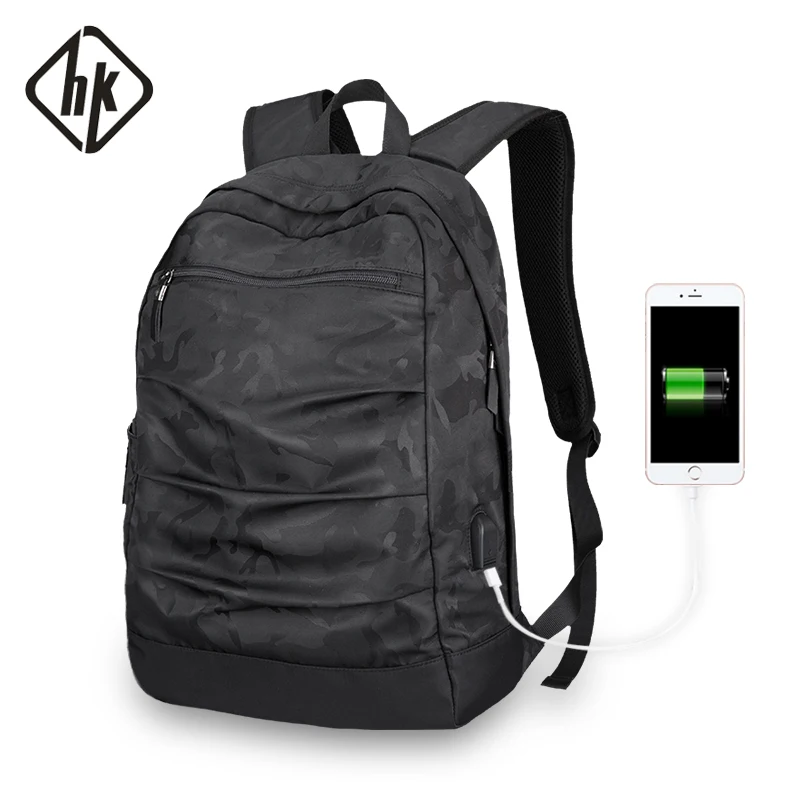 Продажа HKBackpack usb ladekabel, Мужская камуфляжная черная Большая вместительная сумка, сумка 15,6 zoll, сумки для ноутбука, 17,3 дюймов, сумка для книг