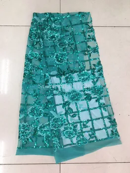 

hot sale 5 yards Good quality flower african net lace fabric JRB-62017 with sequins french tulle lace fabric