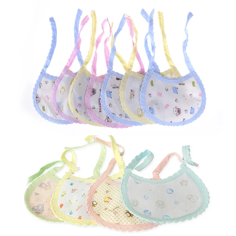 

5Pcs/bag Baby Bibs Double Cotton Bibs Cartoon Print burp cloths Saliva Towel Baby Boys Girls Feeding Apron Cotton Bandana Bibs