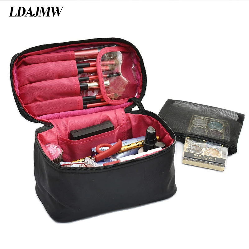 

LDAJMW Original Fashion Large Capacity Portable Makeup Brush Cosmetic Bag Travel Wash Toiletry Organizer Underwear Storage Bag