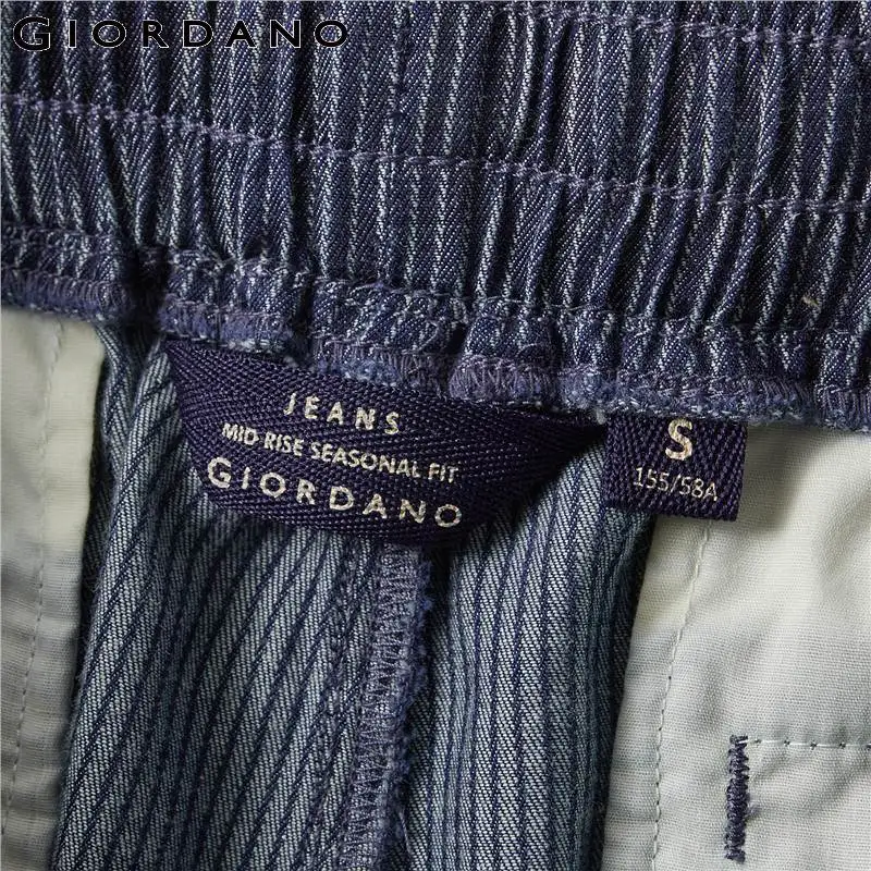 Giordano тонкие джинсовые брюки баски из натурального хлопка с резинкой на поясе