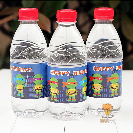 

24pcs Teenage Mutant Ninja turtles water bottle label candy bar decoration kids birthday party supplies baby shower AW-0616