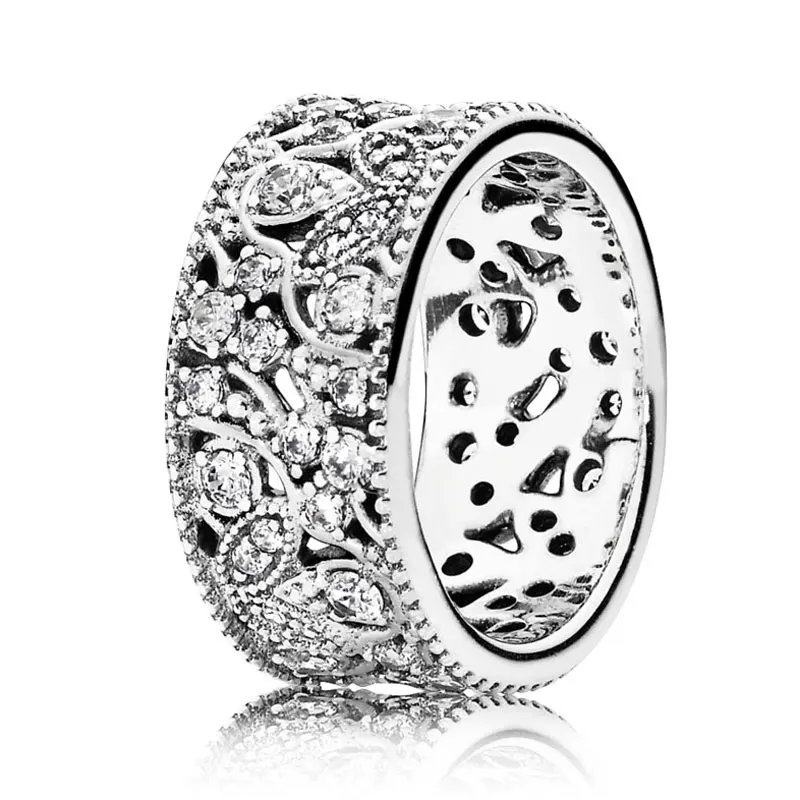 Pearlescent Hearts Entwining Silver Rings 925 Sterling Silver Signature Ring For Women Wedding Gift DIY Europe Jewelry