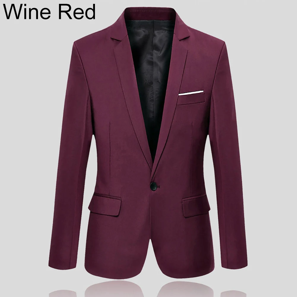 Мужская верхняя одежда мода Slim Fit формальный жакет на одной пуговице деловой