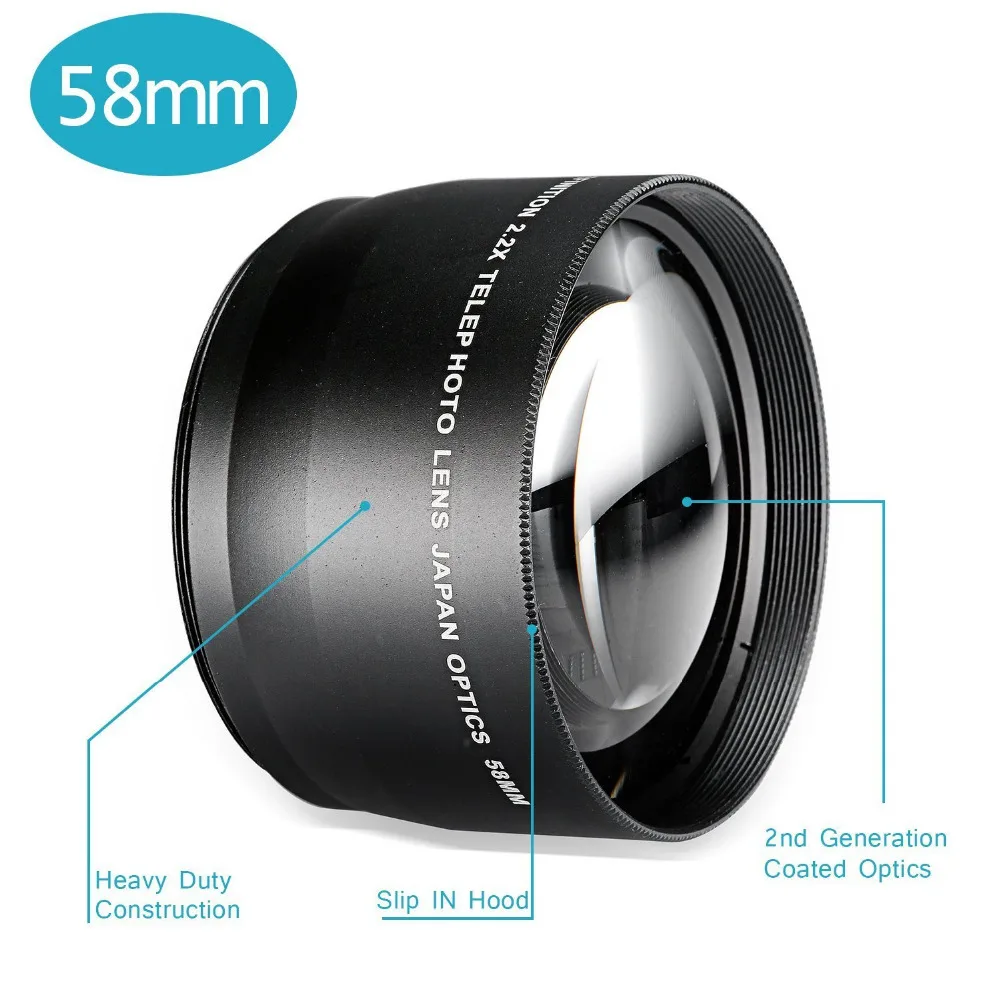 Neewer 58MM 2.2X Telephoto Lens for Canon EOS 700D/650D/600D/1100D/550D