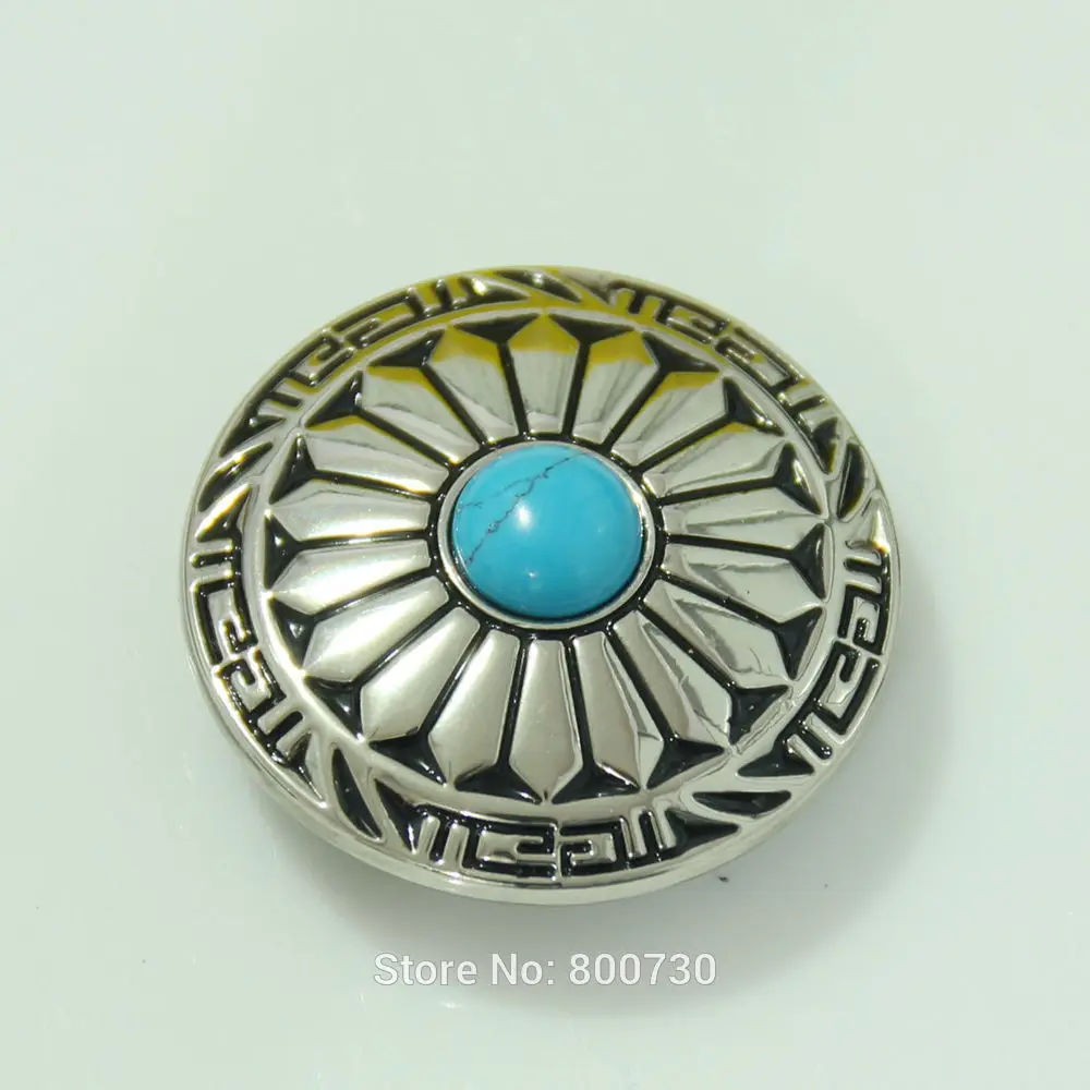

(KB307) 50pc 1-1/8'' (3.0cm) Wild Hearts Concho w/ Blue Stone Leathercraft Silver