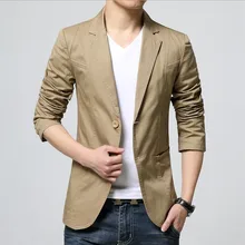 Мужчины повседневные блейзеры куртки Slim Fit костюм цвета хаки Куртки и пальто новая мода мужские хлопковые костюмы для отдыха пальто два бутонов блейзеры