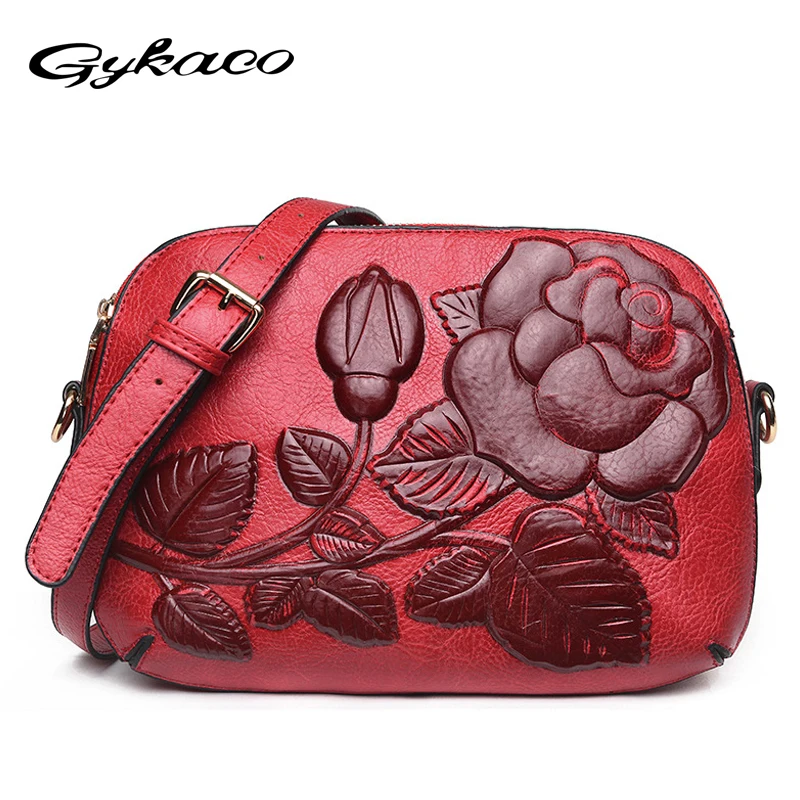 

Gykaeo Winter New Female Embossing Fashion Folk Style Small Shoulder Bag Ladies Floral Evening Day Clutches Women Messenger Bags