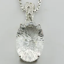 Gran Cóncavo Cut Simulado Sapphire Blanco 925 Plata Esterlina Colgante TE548