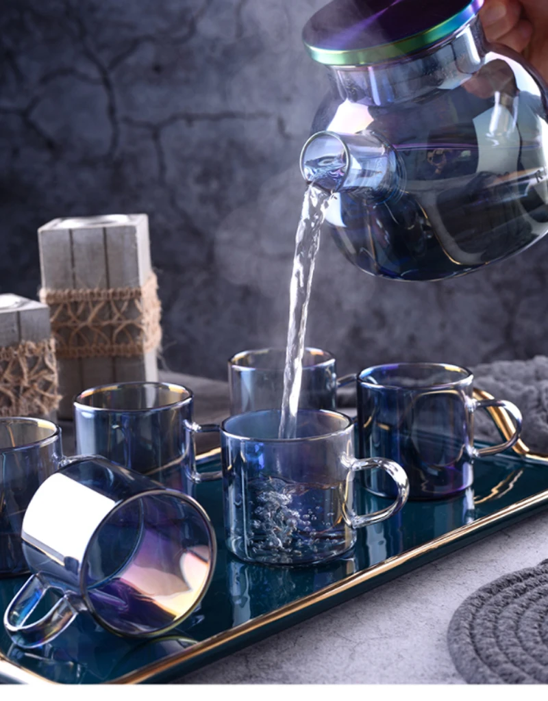 Креативный холодный чайник, стеклянный кофейник, кофейная чашка, набор, чайная чашка, для горячих и холодных напитков, чашка для воды, кофейня, вечерние, посуда для напитков