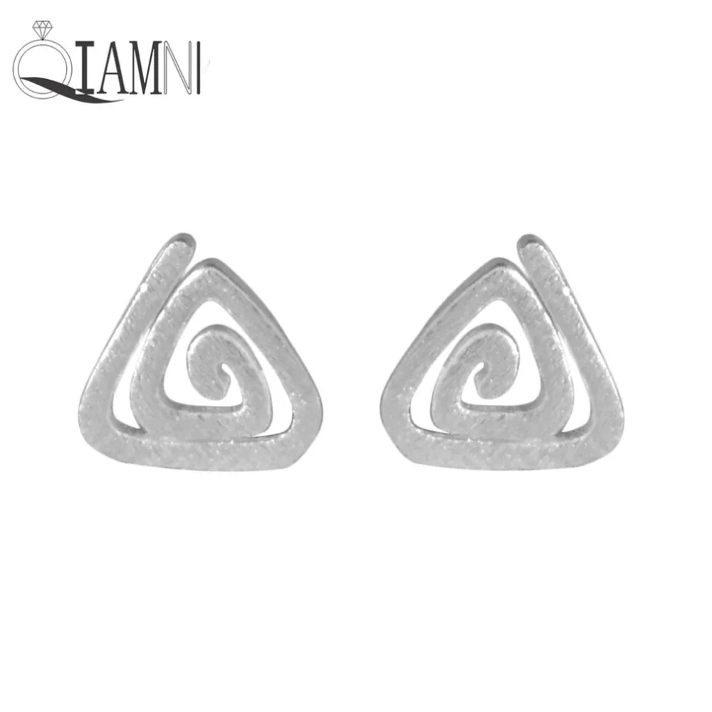 QIAMNI Handmade Women's Unique Cute Multiple Triangles Maze Stud Earring Girl Wedding Gift Fashion Jewelry | Украшения и