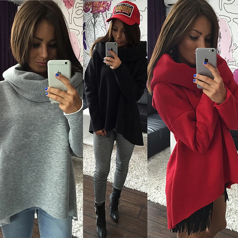 

Women Christmas Clothes Winter Autumn Hoodies Scarf Collar Long Sleeve Fashion Casual Sweatshirts Rough Pullovers S -Xl