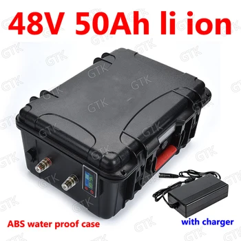 

GTK waterproof 48v 50Ah lithium battery li ion BMS real capacity for 48v scooter 2500w motor inverters Forklift RV + 5A charger