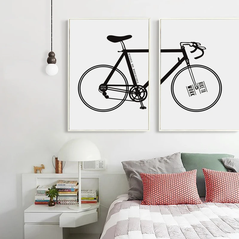 Картина черно белая на холсте с велосипедом А4 и А3 07 г|picture wall|print posterart painting |
