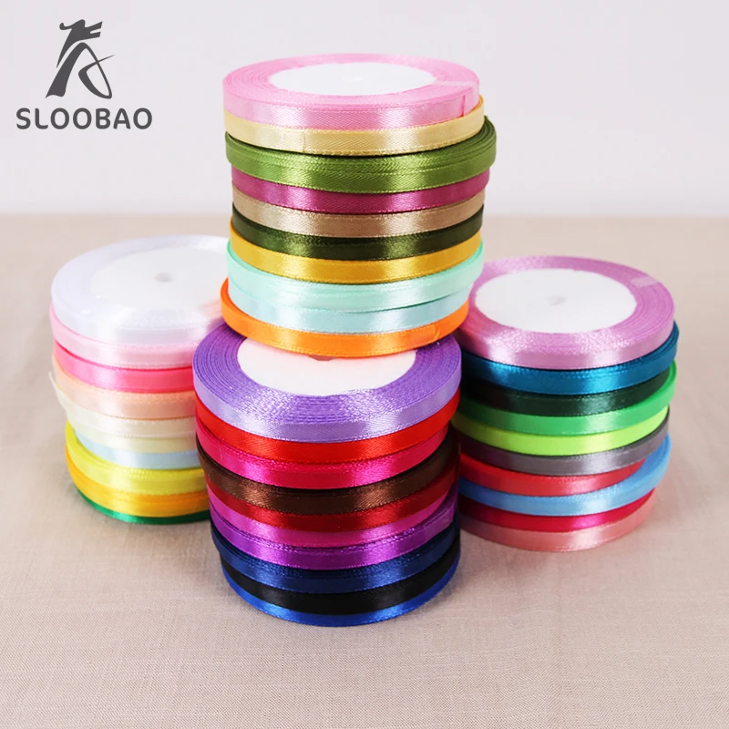

Single face Satin Ribbon 6mm 22 Meters Wedding Party Festive Event Decoration Crafts Gifts Wrapping Apparel Christmas ribbons