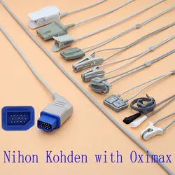 Совместимый Nihon Kohden, 14P Oximax Spo2 датчик кабель для взрослых/детей/новорожденных/ветеринарный, палец/ухо/ноги/лоб зонд
