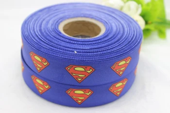 

50yards/lot 1" 25-26mm Superman style cartoon printed grosgrain ribbon