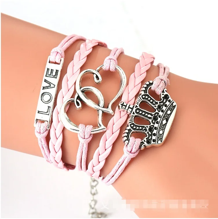 

1 pc Leather Cord Bracelet paracord olws with triangle women woman girls teen new