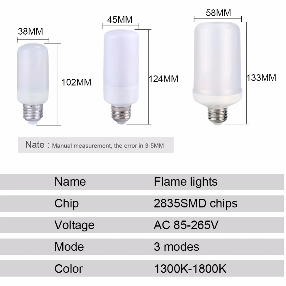 Foxanon LED эффект пламени огня лампочки E27 2835SMD 3 режима Творческий мерцание Винтаж атмосферная декоративная лампа
