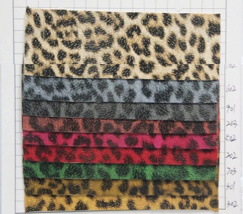 Green leopard leather factory wholesale artificial PU leather fabric