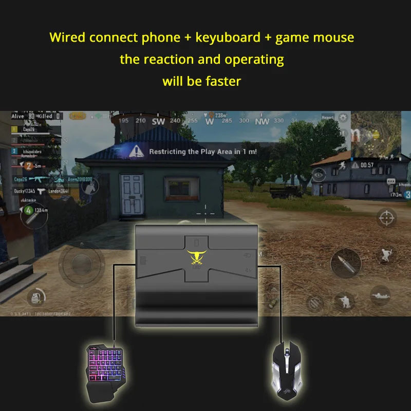 Sovawin G1X Plug and Play PUBG Mobile Gamepad Controller Gaming Keyboard Mouse Android Phone to PC Converter Adapter for iPhone