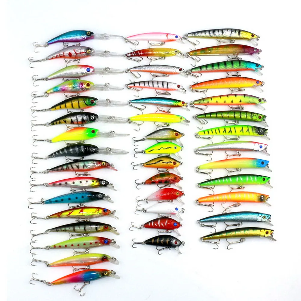 43Pcs Mixed Size/Colors Fly Fishing Lure Set Minnow wobbler isca