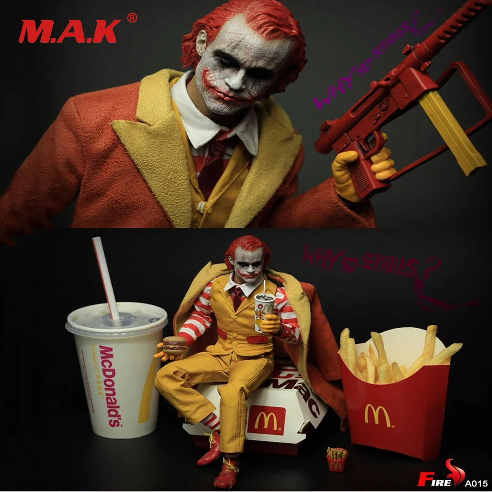 for collection 1:6scale full set action figure uncle hamburg batman Joker Burger Junk food clown with double head sculpt clothes