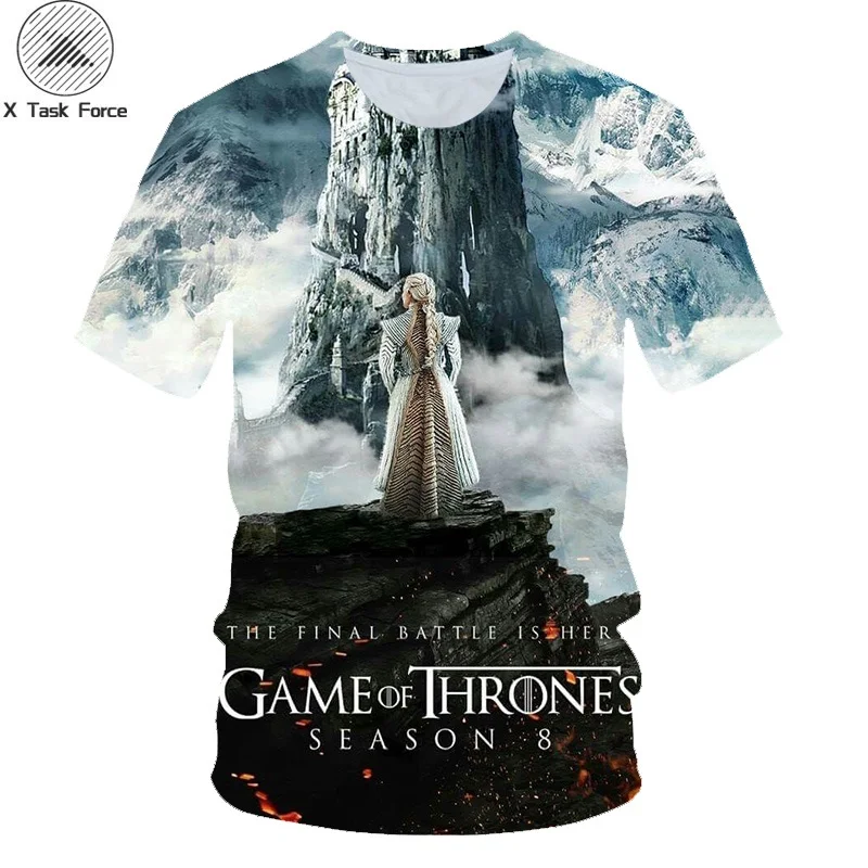 

2019 summer New Fashion Mens 3d t-shirt Game of Thrones Daenerys Targaryen Printed T-Shirt Women Men Cool T shirts X Task Force