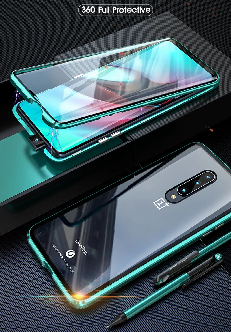 Магнитный чехол для One plus 7 Pro Oneplus7 Oneplus 7 Pro чехол 360 полная защитная крышка переднее закаленное стекло Защита экрана