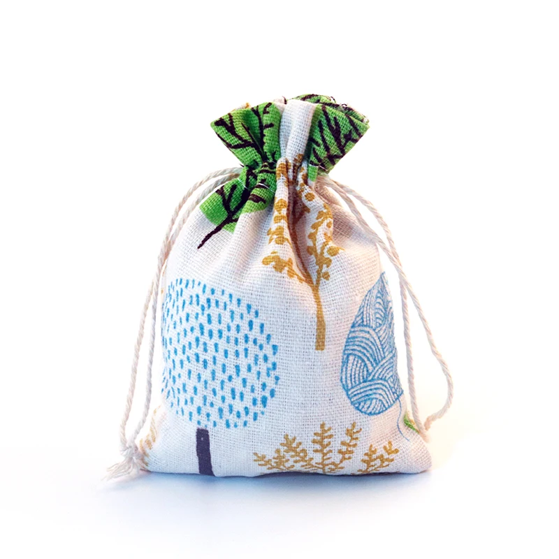 50 шт./лот деревья Дизайн хлопок сумки 10x14 см Свадебный небольшой льняной мешочек со шнурком муслин ювелирных упаковки мешки