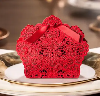 

Free Shipping 50pcs/lot Wedding Favor New Design Traditional Chinese High-end Lace Candy Box CB057