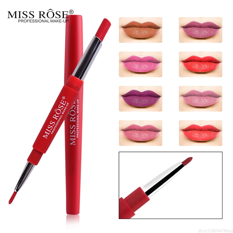 

MISS ROSE 30 Color 2 In 1 Red Matte Lipstick Lip Liner Pencils Waterproof Long Lasting Pigments Nude Color Lip Tint Makeup TSLM2