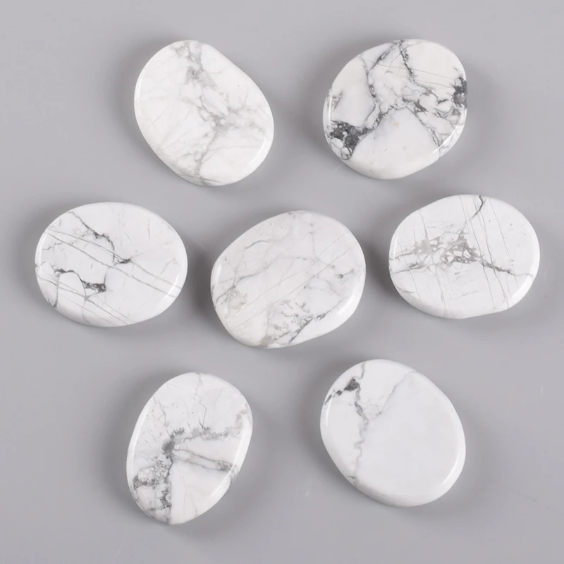 

Natural Chakra Palm stone Healing Massage Stone 7 pcs/Set SPA Reiki Crystal Beauty Health Care White Howlite Energy Stone 30*22