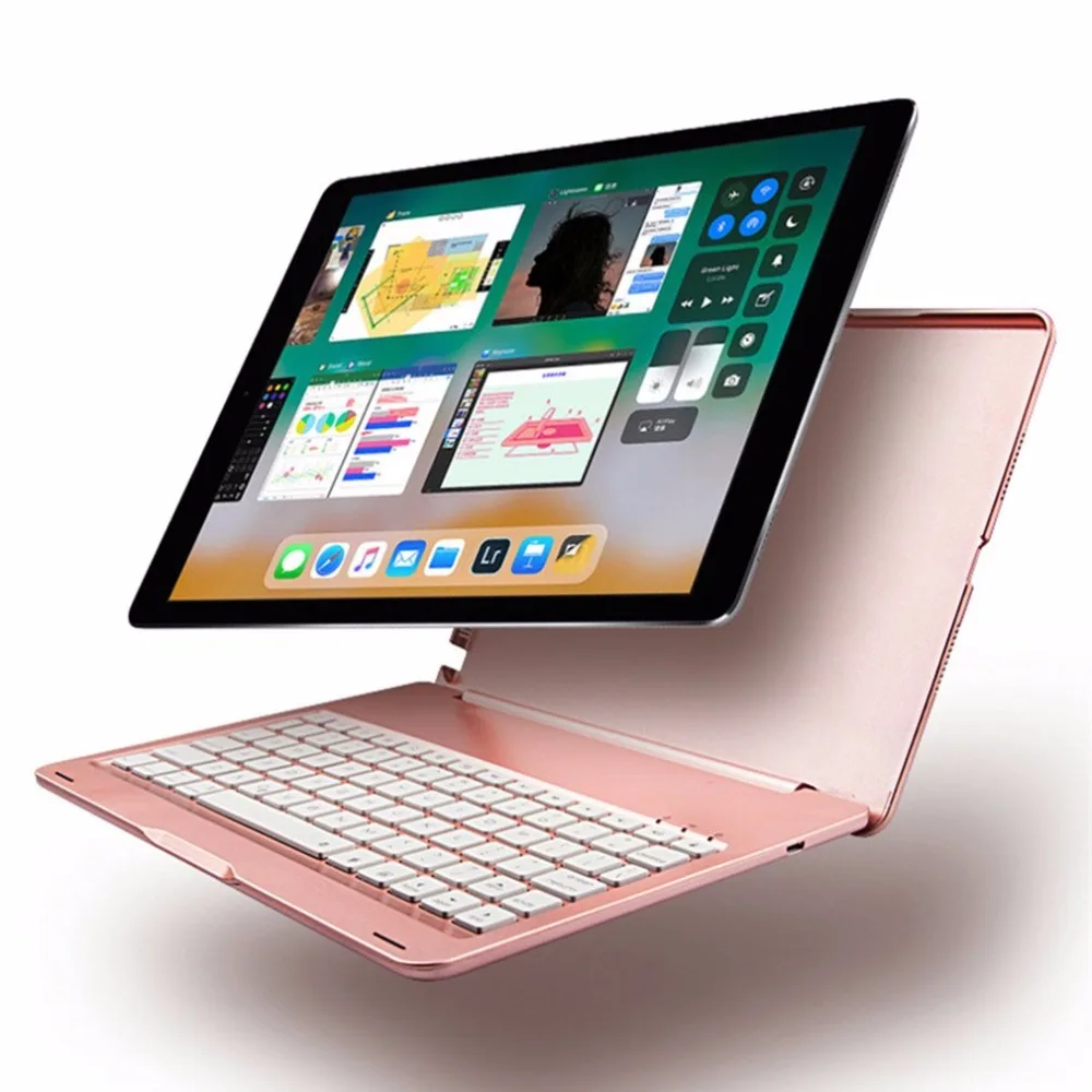 

10.5 Inch 2 In 1 Aluminum Alloy Wireless Bluetooth Keyboard + Protective Case with Colorful Backlight for iPad Pro