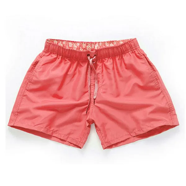 Быстросохнущие мужские шорты для плавания, летние пляжные шорты для серфинга, спортивные шорты, модные однотонные боксеры для отдыха с карманами, купальный костюм - Цвет: Розовый