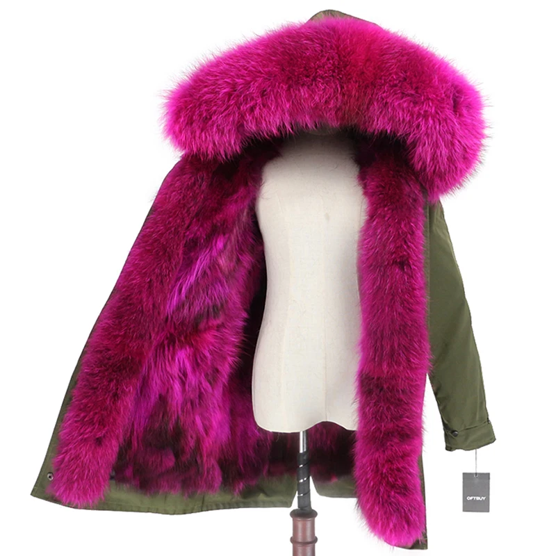 OFTBUY пальто из натурального меха енота, капюшон из лисьего меха, зимняя куртка, Женская длинная парка, водонепроницаемая верхняя одежда