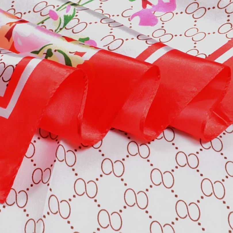 Женский атласный шелковый шарф BYSIFA брендовый синий розовый красный квадратный с